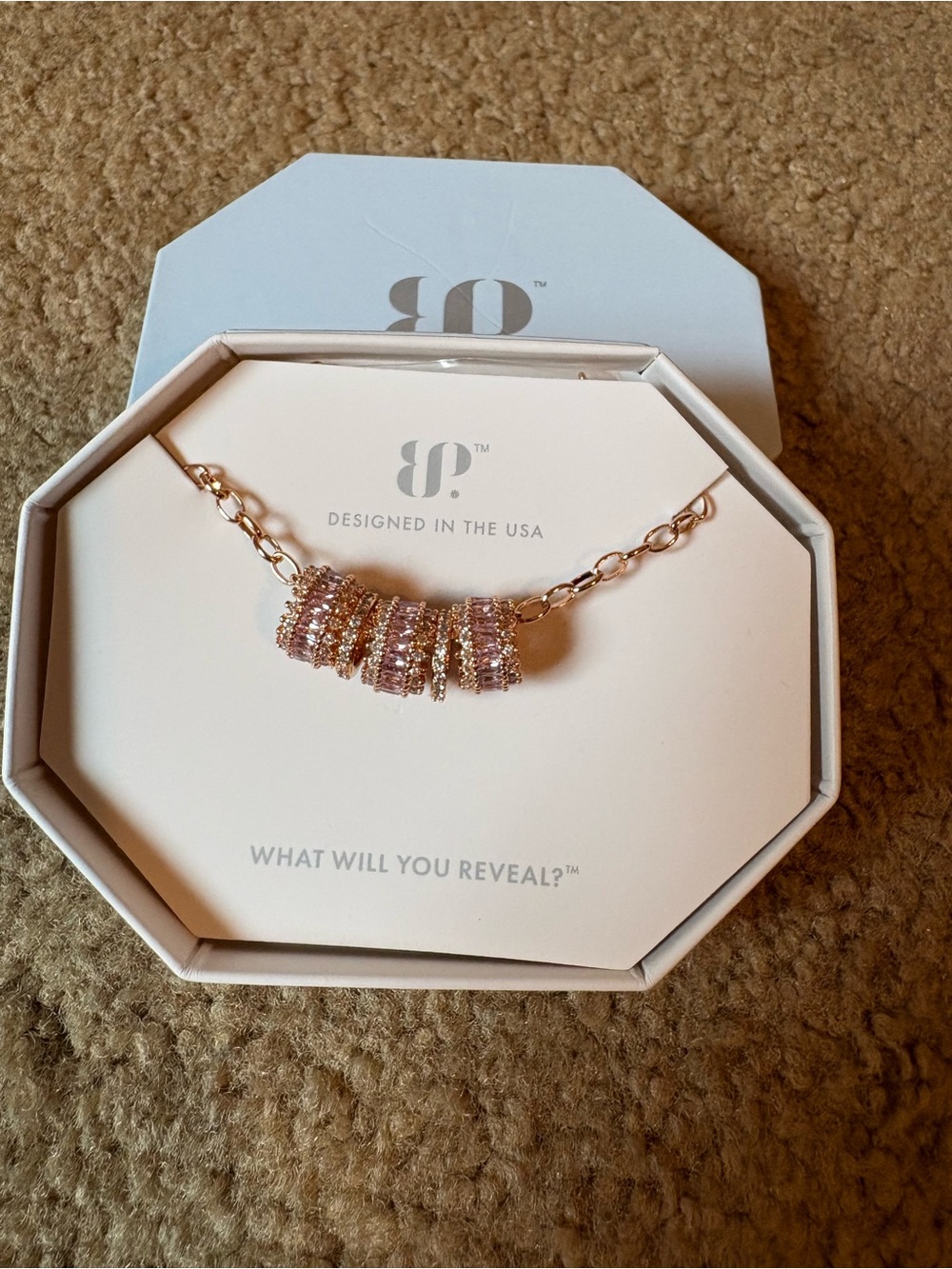 Rose Gold Pavรฉ Ring Charm Necklace